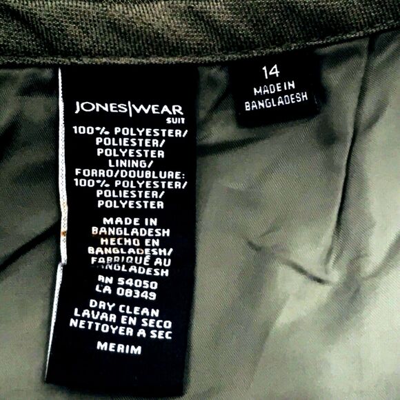 Jones Wear Suit Skirt Linen Look Pencil Green Lined XL 14 Womens Academia Preppy - Picture 3 of 12